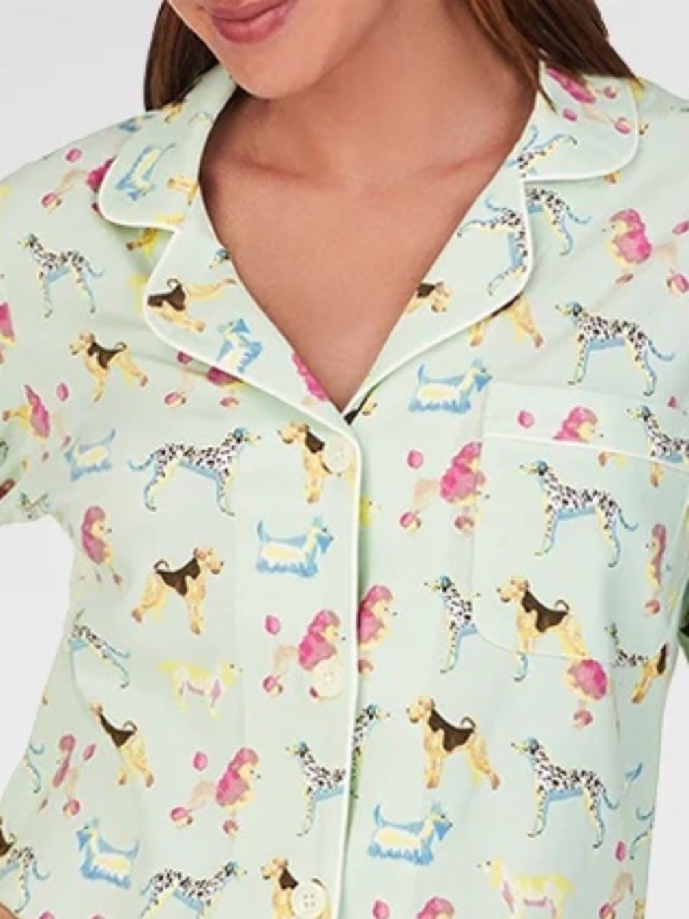 BedHead Women's 'Dog Show' Classic Stretch Jersey Pajama Set - Light Green